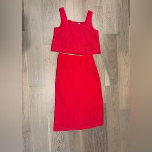 Gap Linen Red Two-Piece Tank and Skirt Set Size Medium